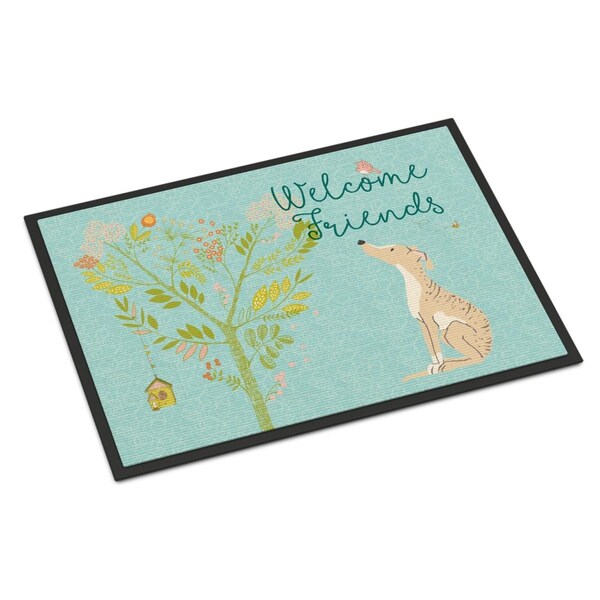 Carolines Treasures Welcome Friends Brindle Greyhound Indoor or Outdoor Mat, 18 x 27 in. BB7591MAT - main